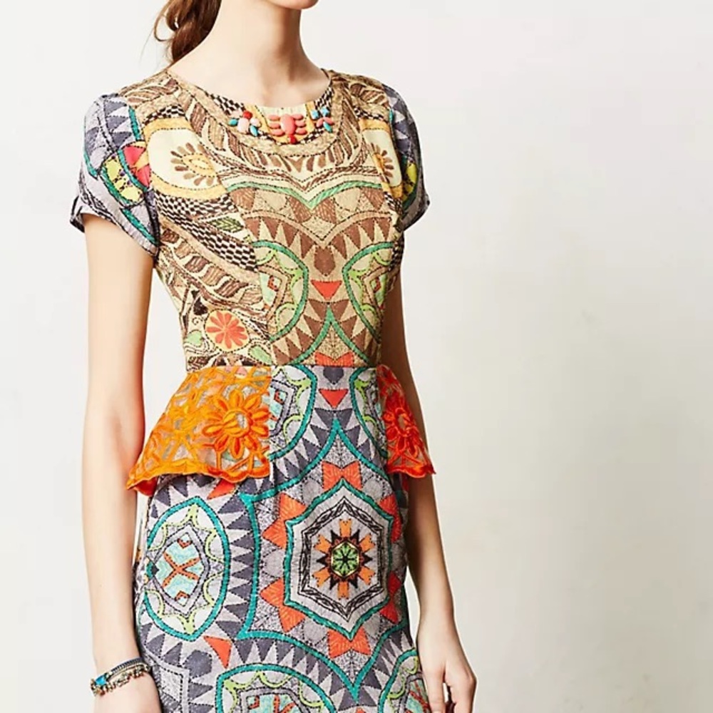 Anthropologie Multicolor Geometric Dress